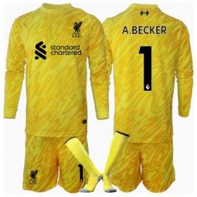 Liverpool Alisson Becker #1 Målvakt Tredje Kläder Barn 2024-25 Långärmad (+ Korta byxor)